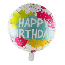 Фольгована куля Happy Birthday клякси (Китай)