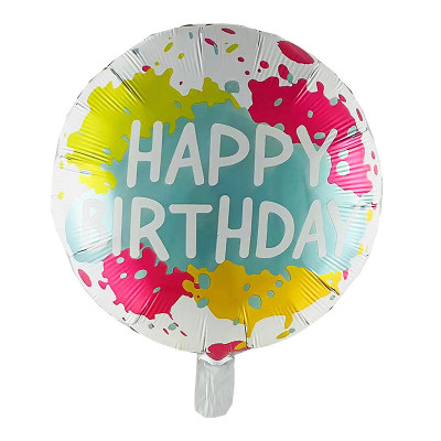 Фольгированный шар Happy Birthday кляксы (Китай)