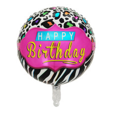 Фольгована куля Happy Birthday леопард і зебра (Китай)