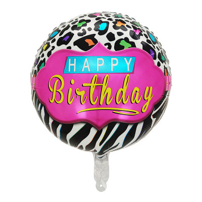Фольгированный шар Happy Birthday леопард и зебра (Китай)