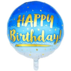 Куля фольгована Happy Birthday на блакитному тлі (Китай)