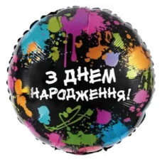 Фольгована куля З Днем Народження яскраві фарби (Китай)