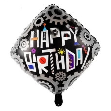 Повітряна фольгована куля ромб Happy Birthday шестерні 54х49см(Китай)