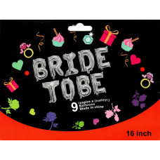 Фольговані літери срібні BRIDE TO BE, 40 см в упаковці