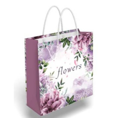 Подарунковий пакет квадрат Flowers 17 х 16 см