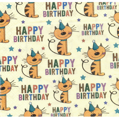 Серветки сервірувальні "Happy Birthday котики" 20 шт./пач.