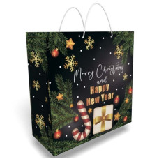 Подарунковий пакет квадрат великий "Merry Christmas" 32 х 32 см