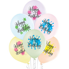 Повітряні кулі "Happy Birthday" яскраві бризки 12" (30 см), 25 шт./пач. TM Belbal