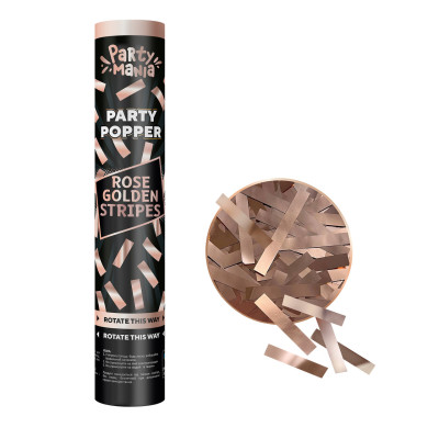 Хлопушка Премиум полоски розовое золото 30 см | Partymania