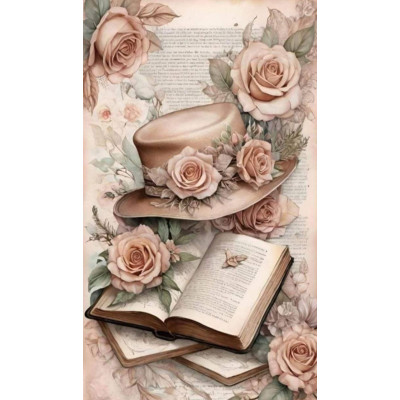 Пакет для подарка большой вертикальный "Книга с цветами" 25х37 см