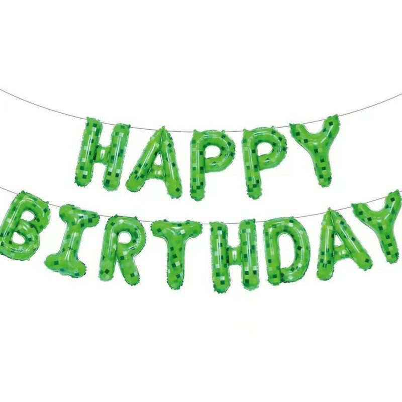 Фольговані літери Майнкрафт HAPPY BIRTHDAY, 40 см
