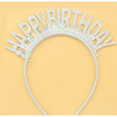 Святкова пластикова корона "Happy Birthday" срібна