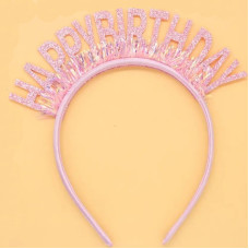 Святкова пластикова корона "Happy Birthday" рожева