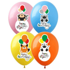 Повітряні кулі Happy Birthday тваринки 1 ст 12" (100 шт) ТМ Show
