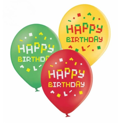 Воздушные шары Happy Вirthday Лего, 25 штук ТМ Sharoff