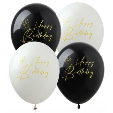 Повітряні кулі Happy Birthday корони, 12" (100 шт) ТМ Show