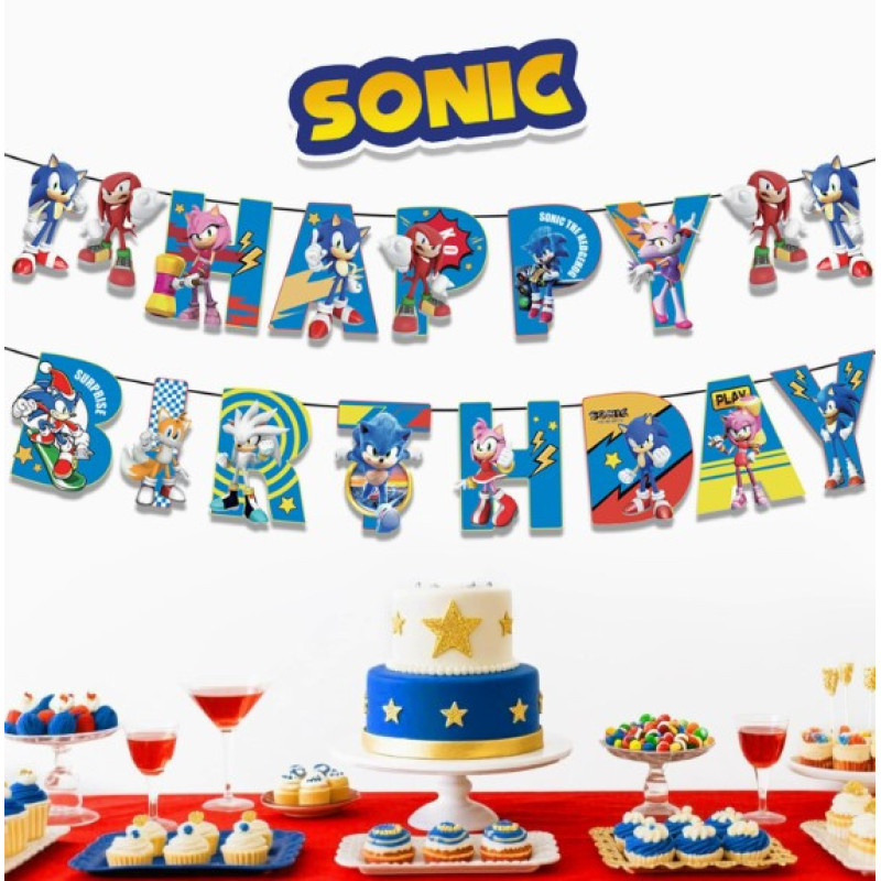 Паперова гірлянда Happy Birthday Сонік, 2 метри