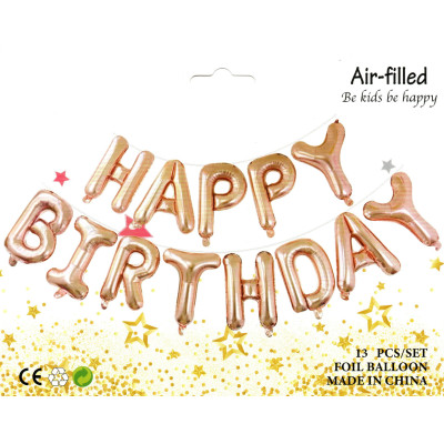 Фольговані літери рожеве золото HAPPY BIRTHDAY, 40 см