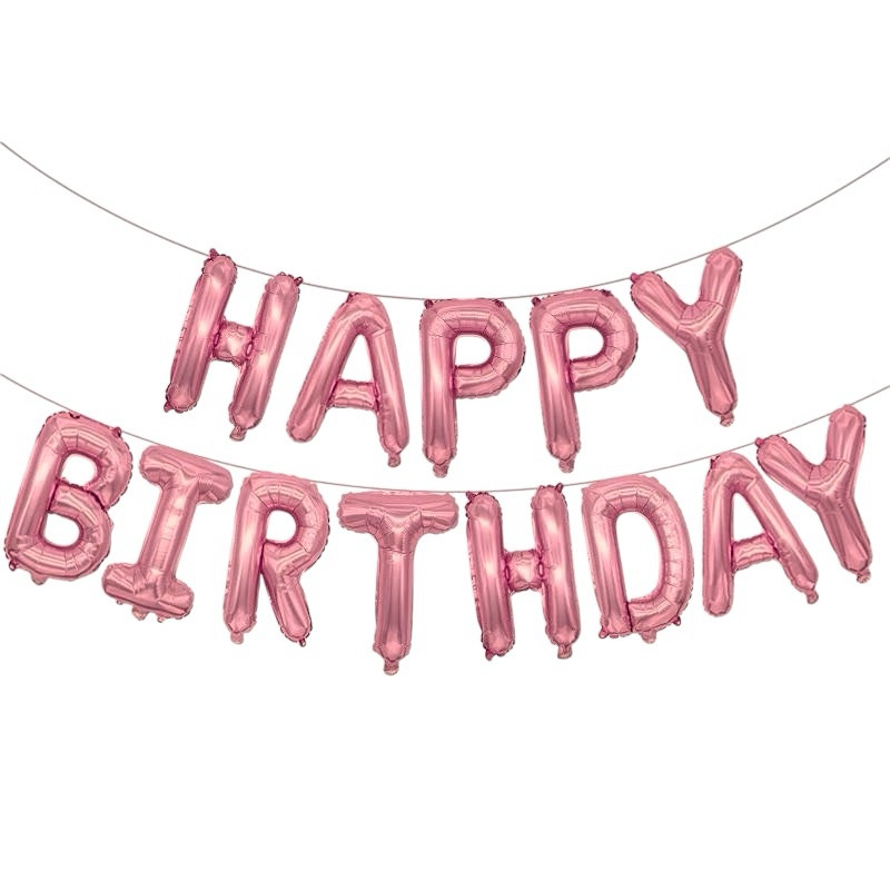 Фольгированные буквы розовое золото HAPPY BIRTHDAY, 40 см