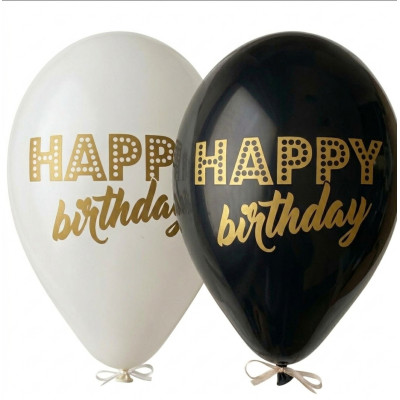 Воздушные шары "Happy Birthday" золото 12", 100 шт/уп TM Gemar