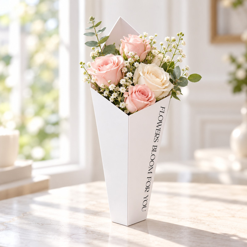 Сумочка для квітів біла Bloom for You 9,8х19х4 см