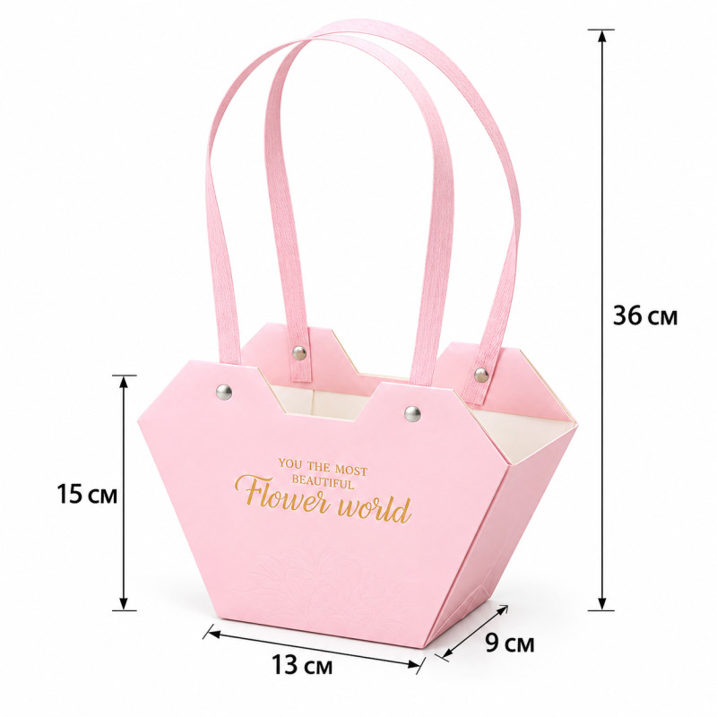Сумочка для квітів рожева Flower World 13х15х9 см