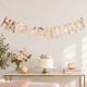 Паперова гірлянда літери Happy Birthday рожеве золото, 2 метри