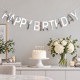 Бумажная гирлянда буквы Happy Birthday серебро, 2 метра