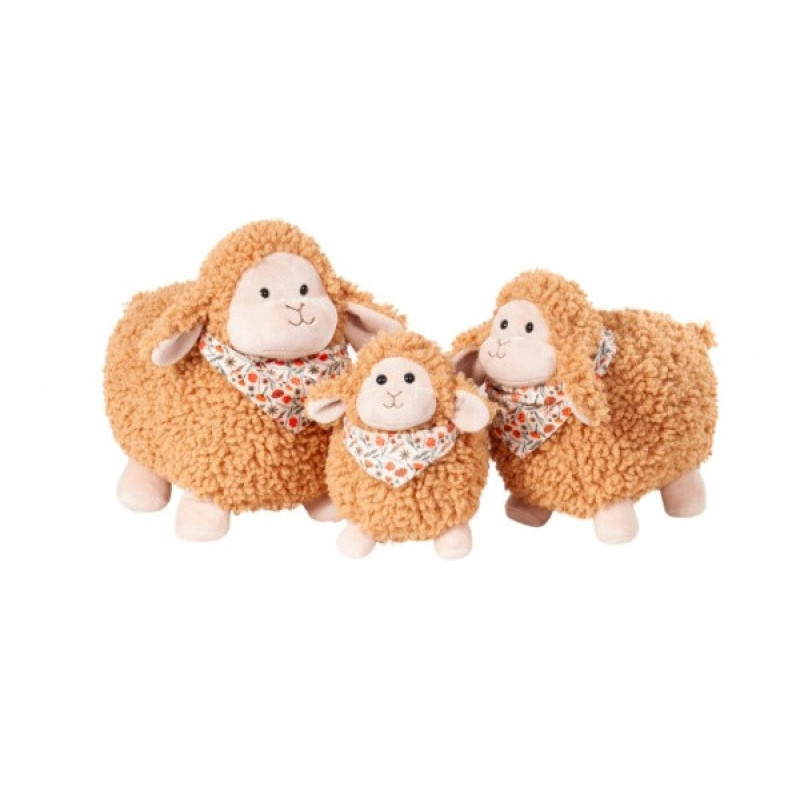 Мягкая игрушка овечка Белла с косынкой коричневая, 25 см