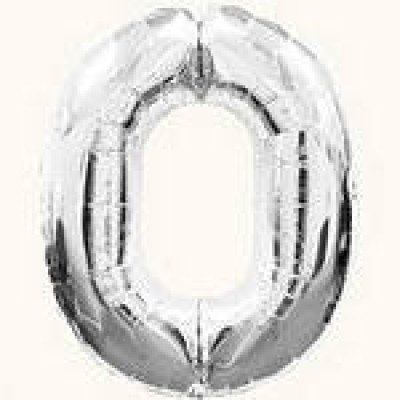 Шар фольга цифра серебро "0"