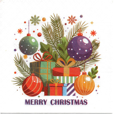 Салфетки сервировочные новогодние "Merry Christmas" 20 шт/уп